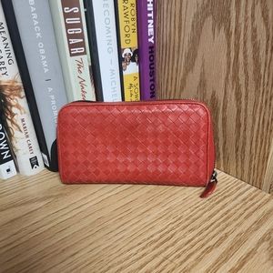 Red Lambskin Bottega Veneta wallet